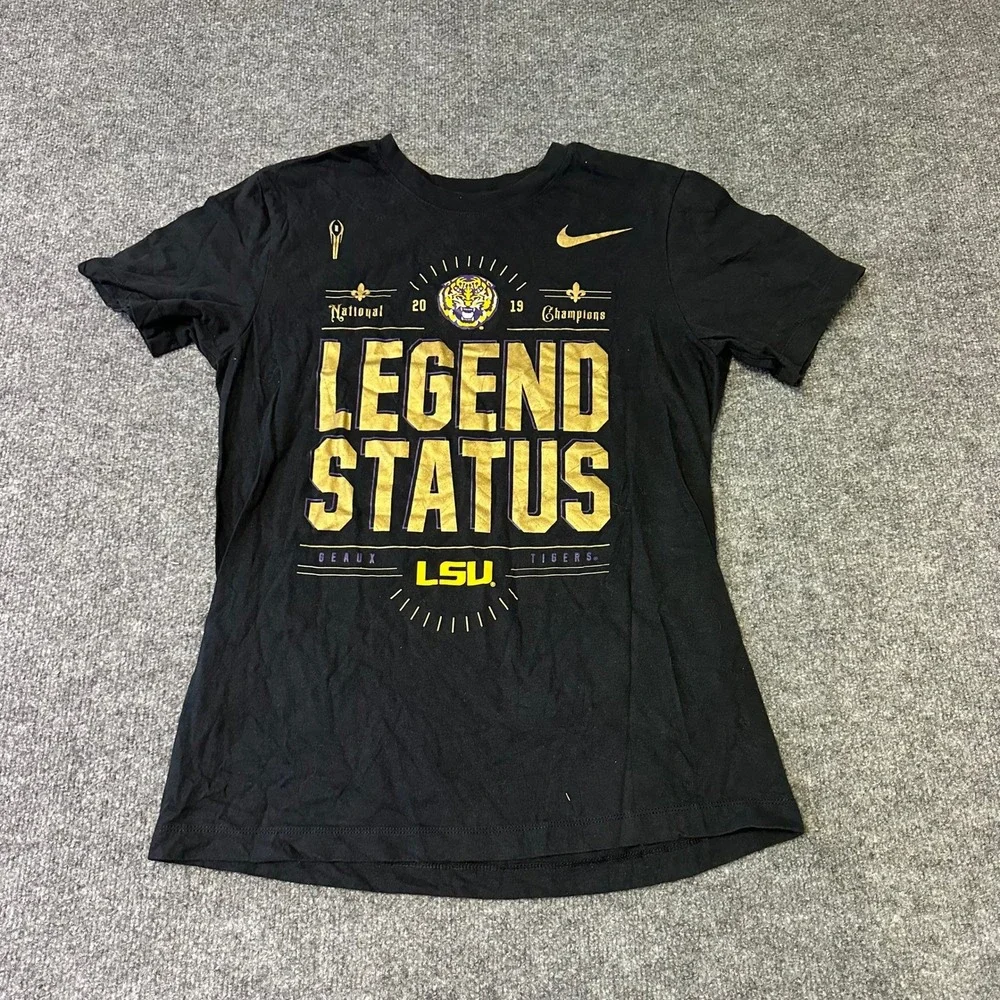 Nike T-Shirt Womens Size S Black LSU Tigers 2019 National Champions Legend